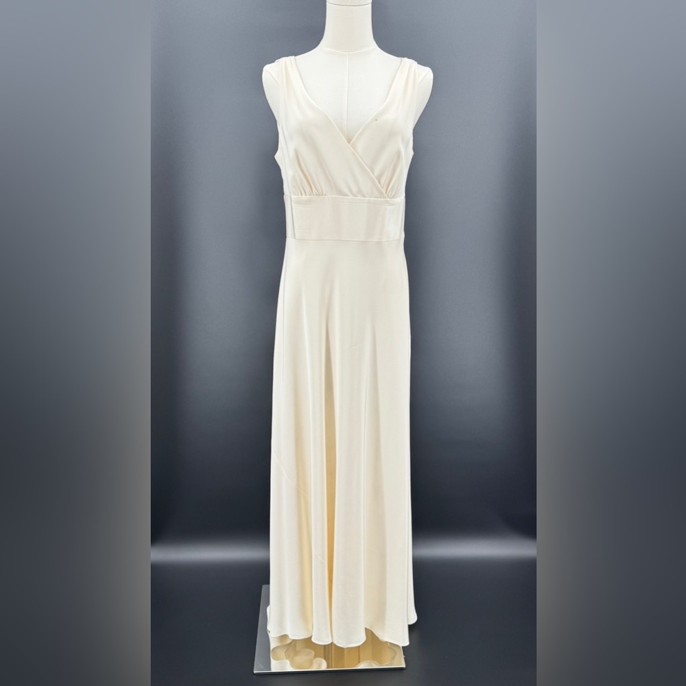 Elegant Cream V-Neck J. Crew silk Maxi Dress